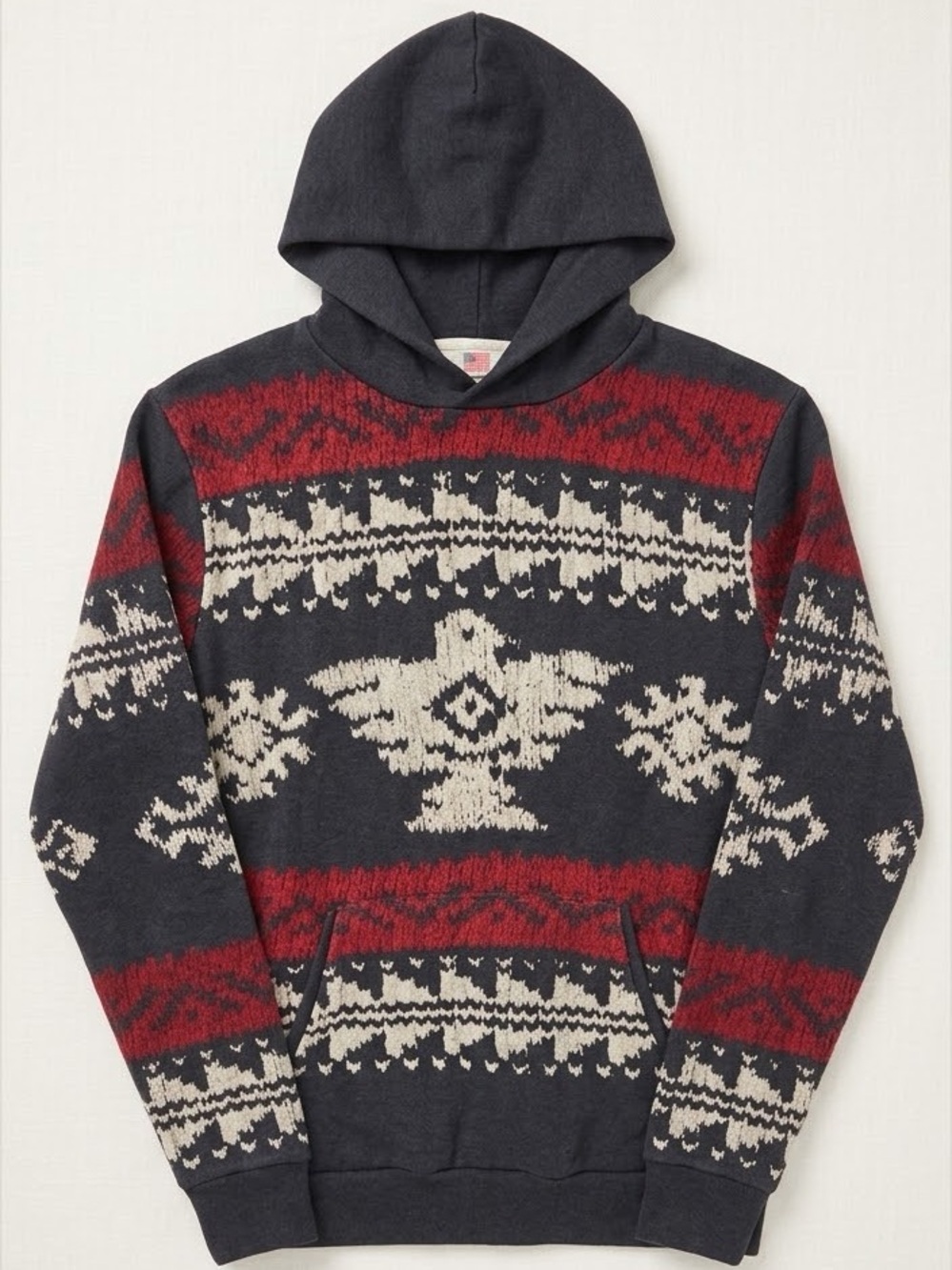 Denim & Supply Ralph Lauren Black, Red & Cream Knit Zip-Up Hoodie